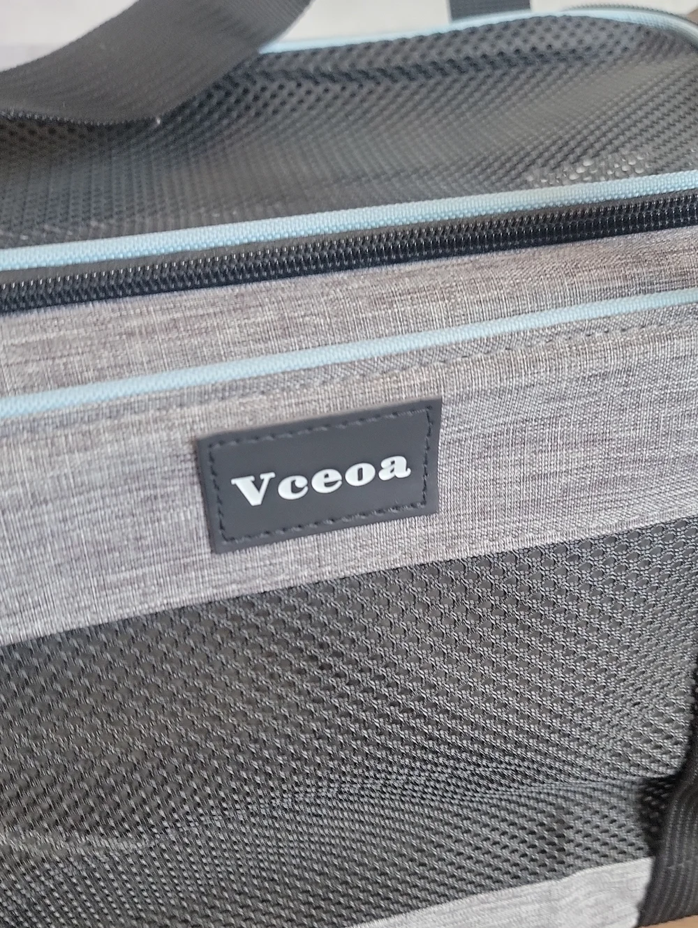 Vceoa Cat Carrier Gray & Black Soft Mesh Travel Tote 17
